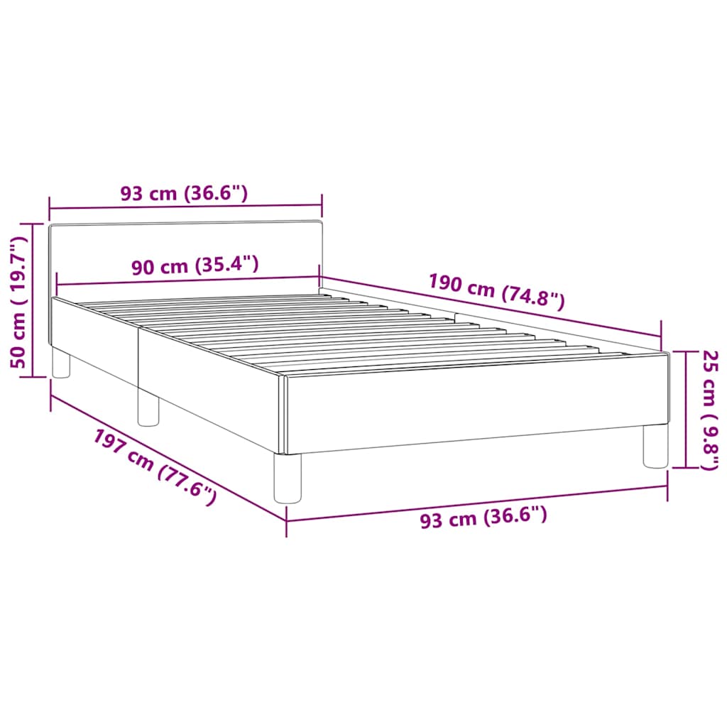 vidaXL Rama łóżka z zagłówkiem bez materaca, różowa 90x190cm aksamitna