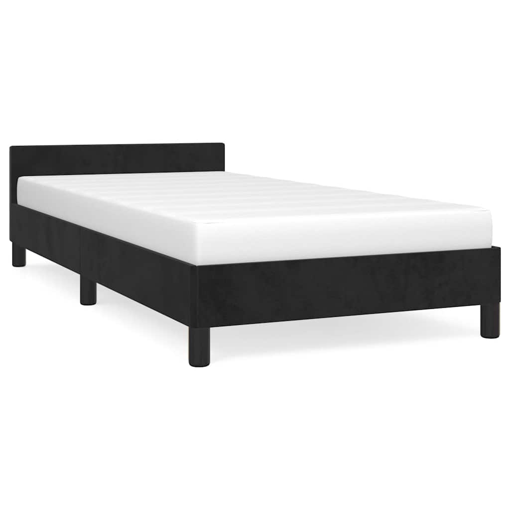 vidaXL Rama łóżka z zagłówkiem bez materaca, czarna 90x200cm aksamitna