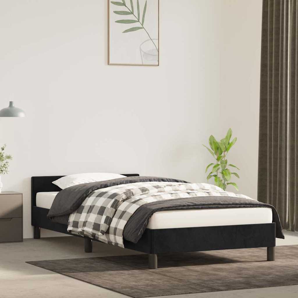 vidaXL Rama łóżka z zagłówkiem bez materaca, czarna 90x200cm aksamitna