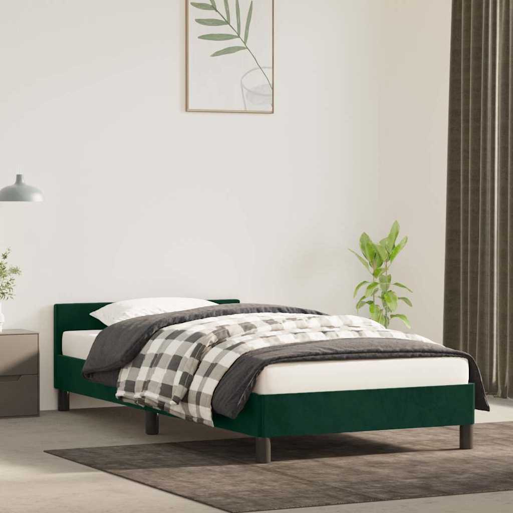 vidaXL Rama łóżka bez materaca, ciemnozielone, 100x200 cm, aksamitne