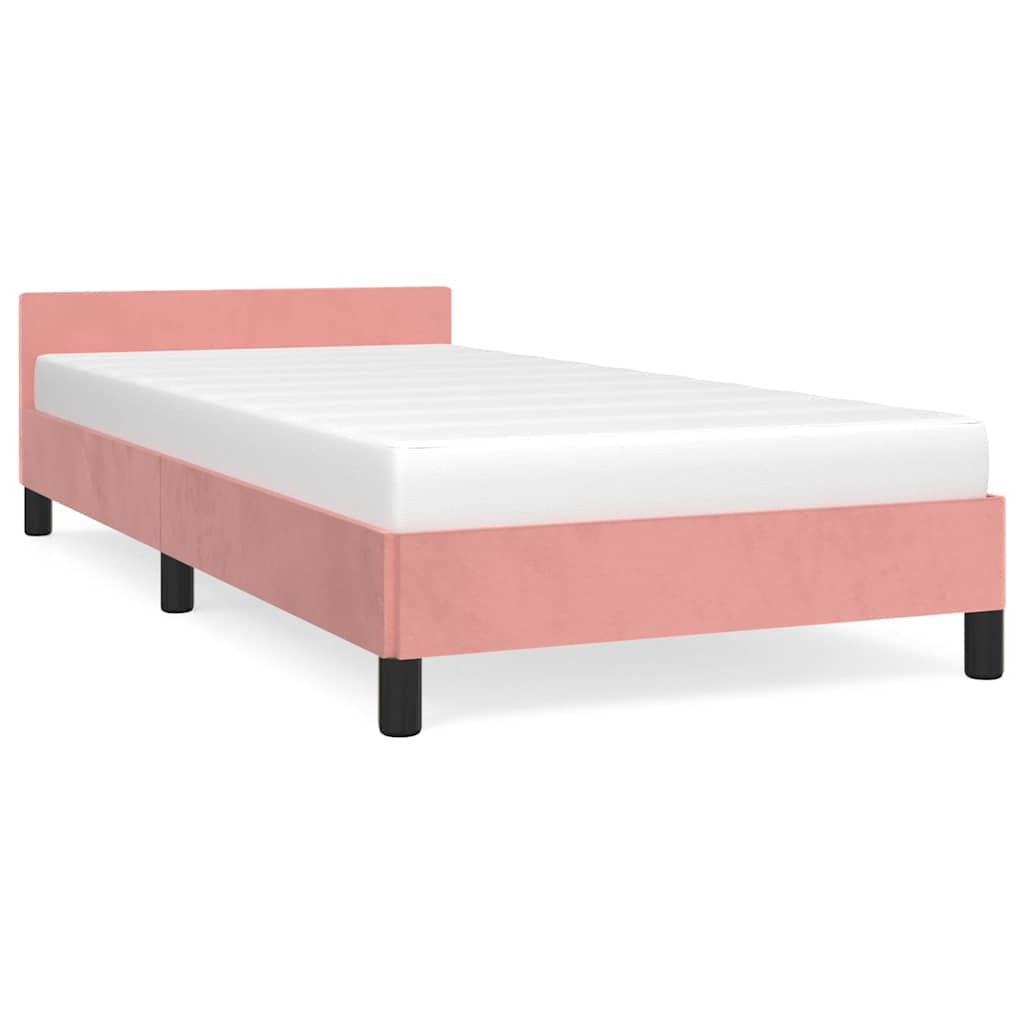 vidaXL Rama łóżka z zagłówkiem bez materaca różowa 100x200cm aksamitna