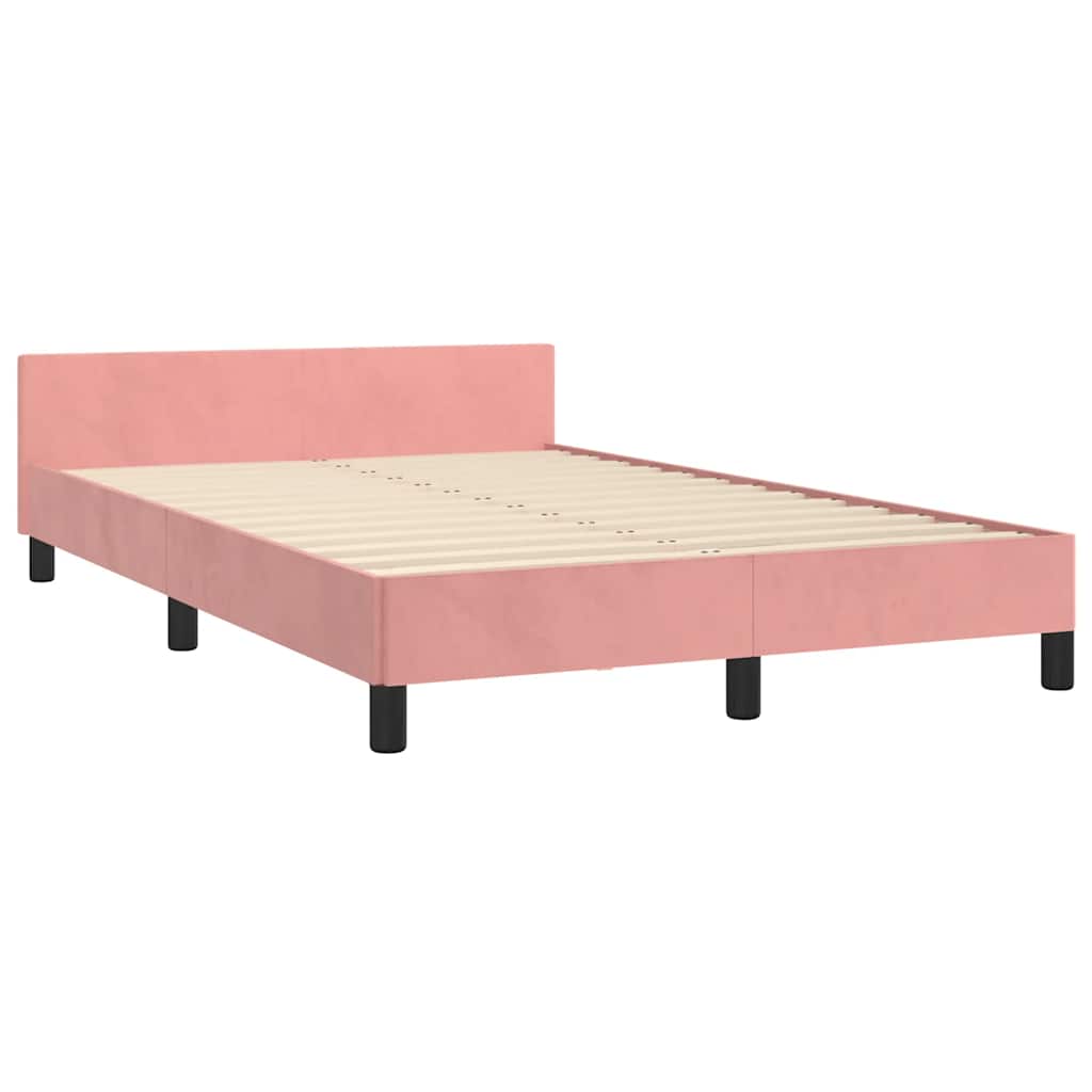 vidaXL Rama łóżka z zagłówkiem bez materaca różowa 120x200cm aksamitna