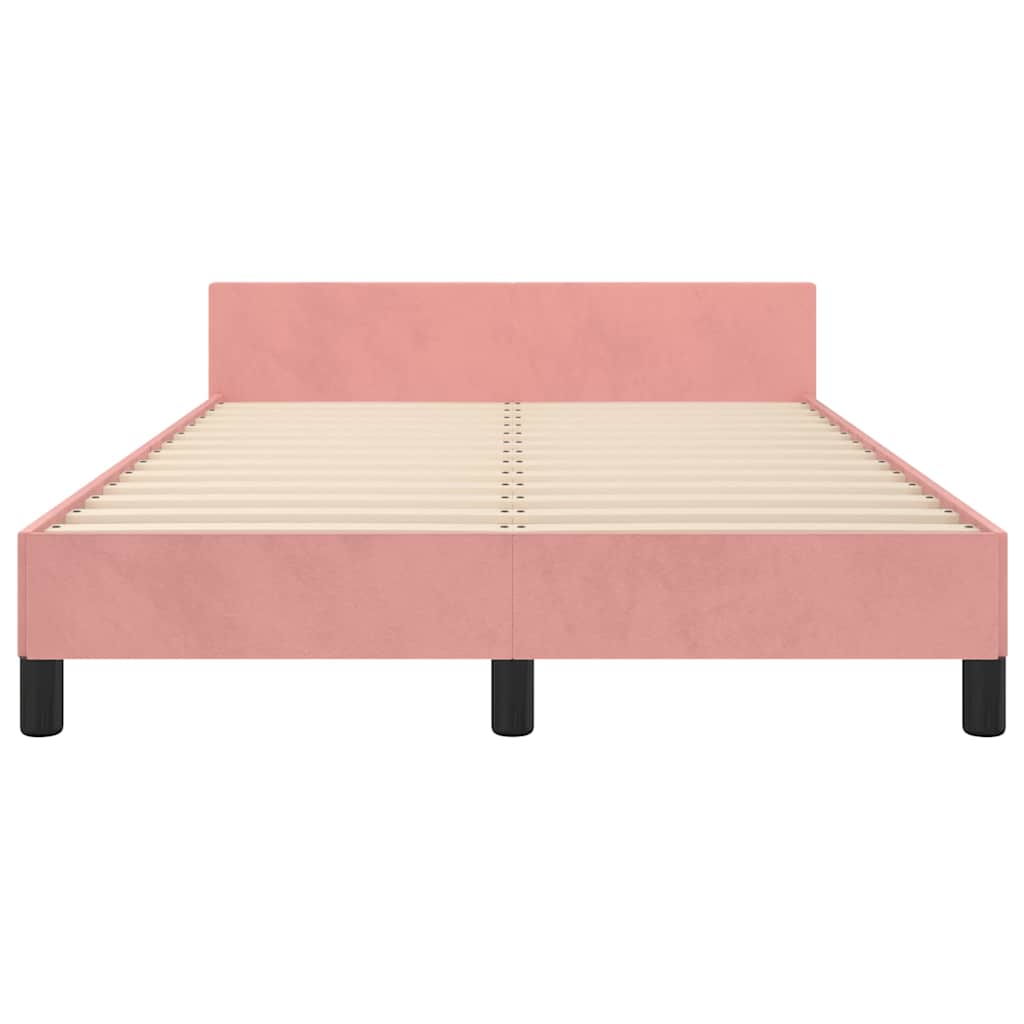 vidaXL Rama łóżka z zagłówkiem bez materaca różowa 120x200cm aksamitna