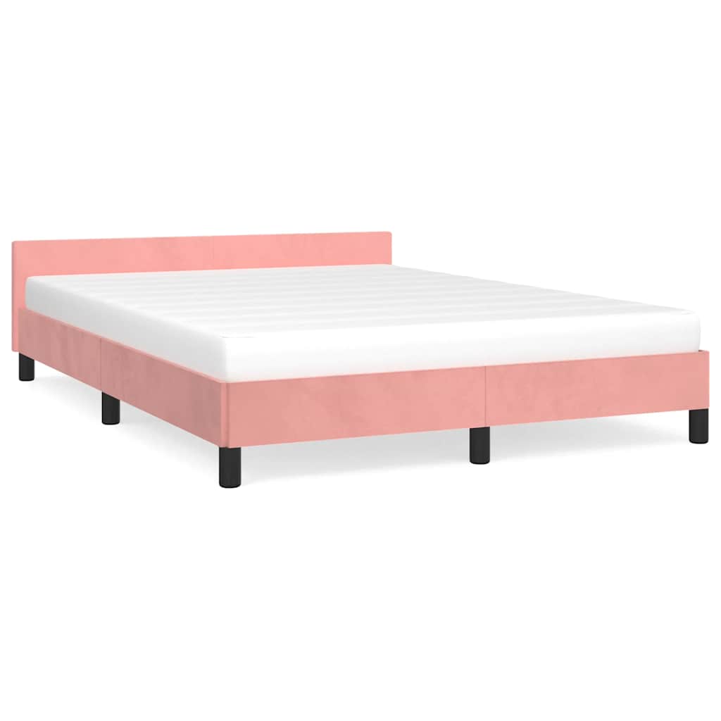 vidaXL Rama łóżka z zagłówkiem bez materaca różowa 140x190cm aksamitna