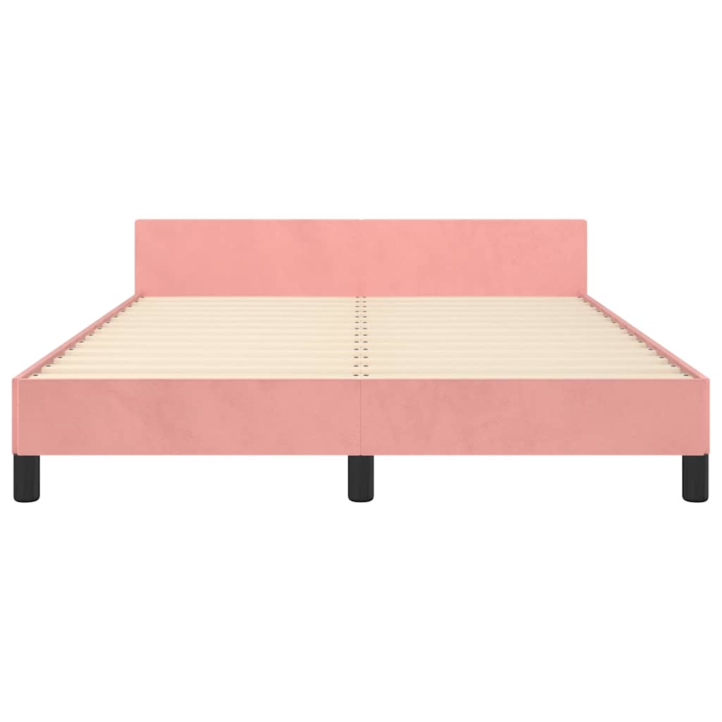 vidaXL Rama łóżka z zagłówkiem bez materaca różowa 140x190cm aksamitna
