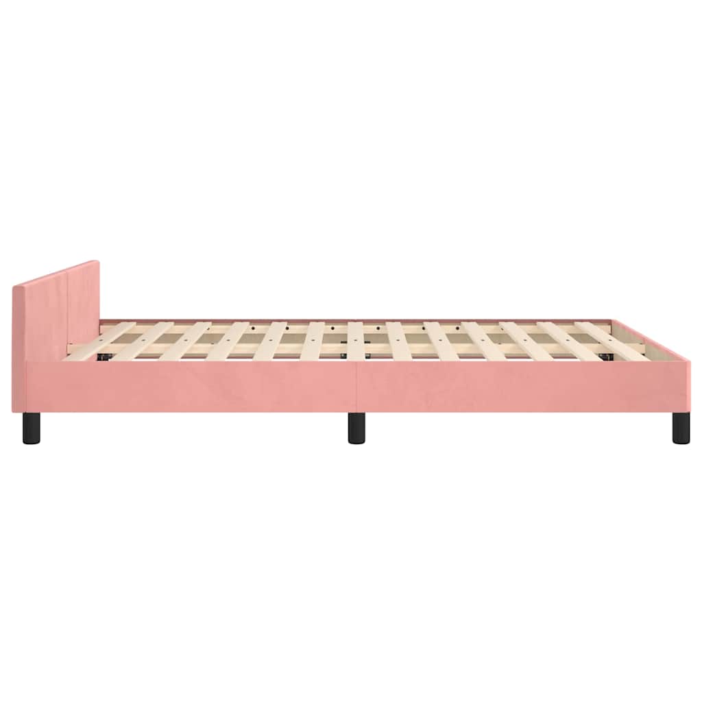 vidaXL Rama łóżka z zagłówkiem bez materaca różowa 140x190cm aksamitna