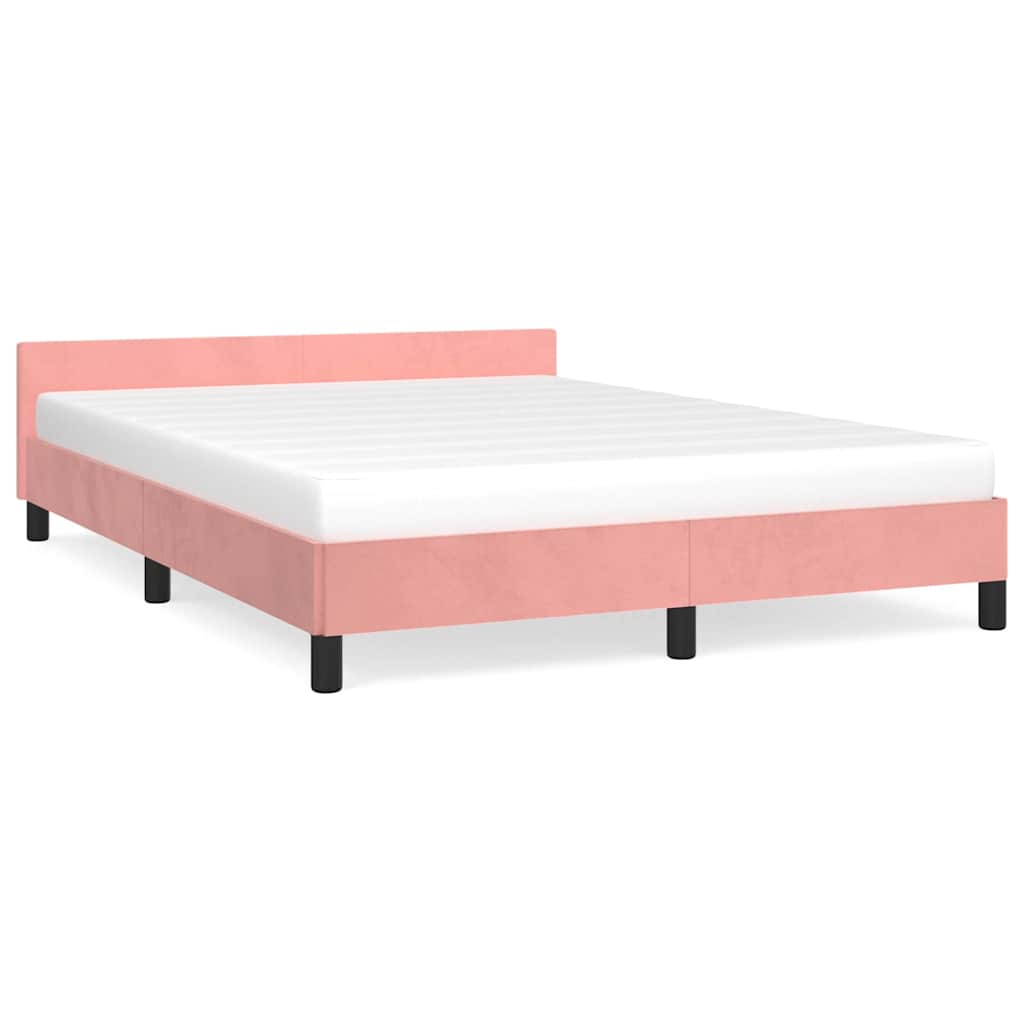 vidaXL Rama łóżka z zagłówkiem bez materaca różowa 140x200cm aksamitna