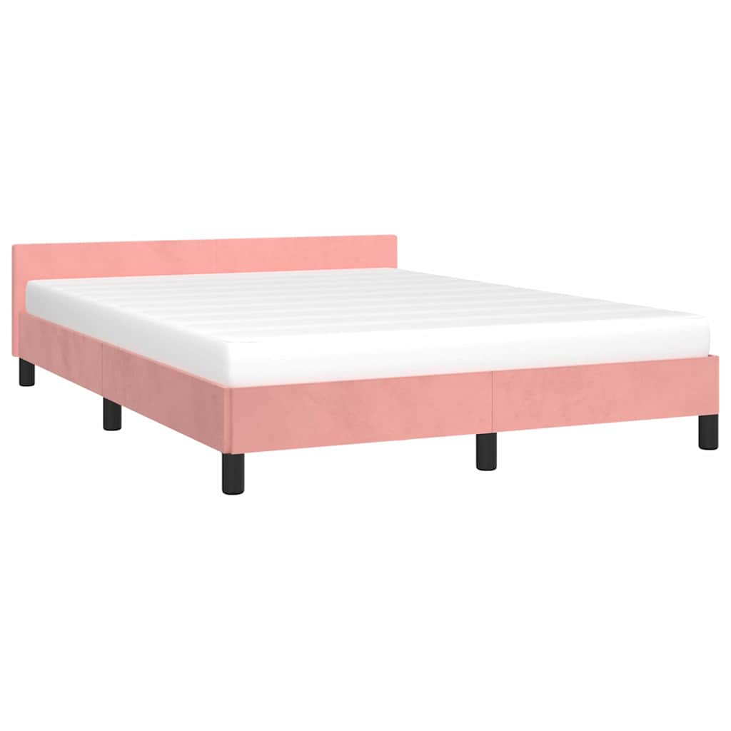 vidaXL Rama łóżka z zagłówkiem bez materaca różowa 140x200cm aksamitna