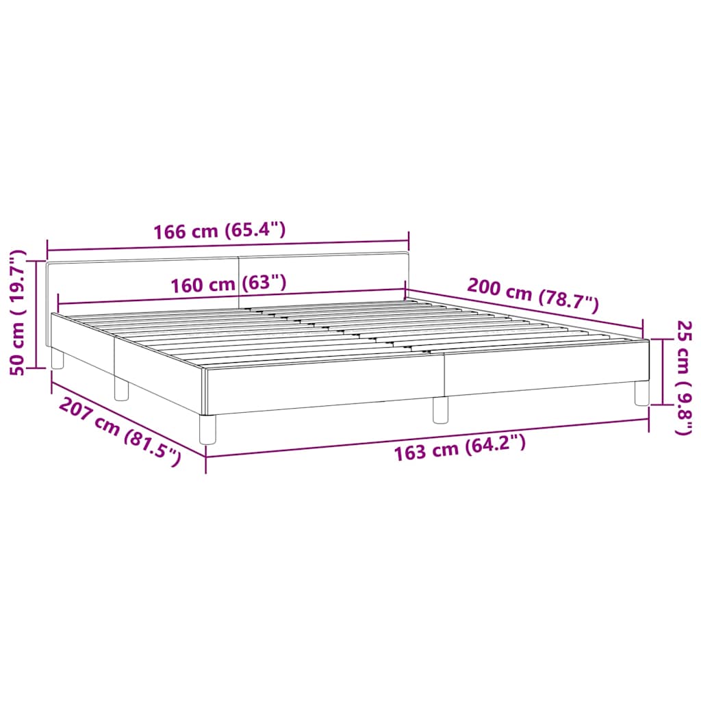 vidaXL Rama łóżka bez materaca, jasnoszara, 160x200 cm, aksamitna
