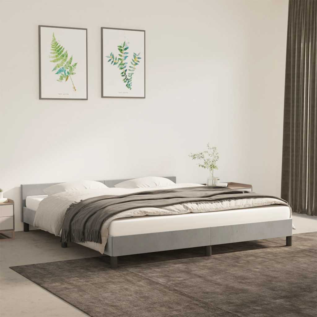 vidaXL Rama łóżka bez materaca, jasnoszara, 160x200 cm, aksamitna