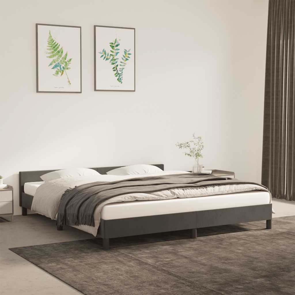 vidaXL Rama łóżka bez materaca, ciemnoszara, 160x200 cm, aksamitna