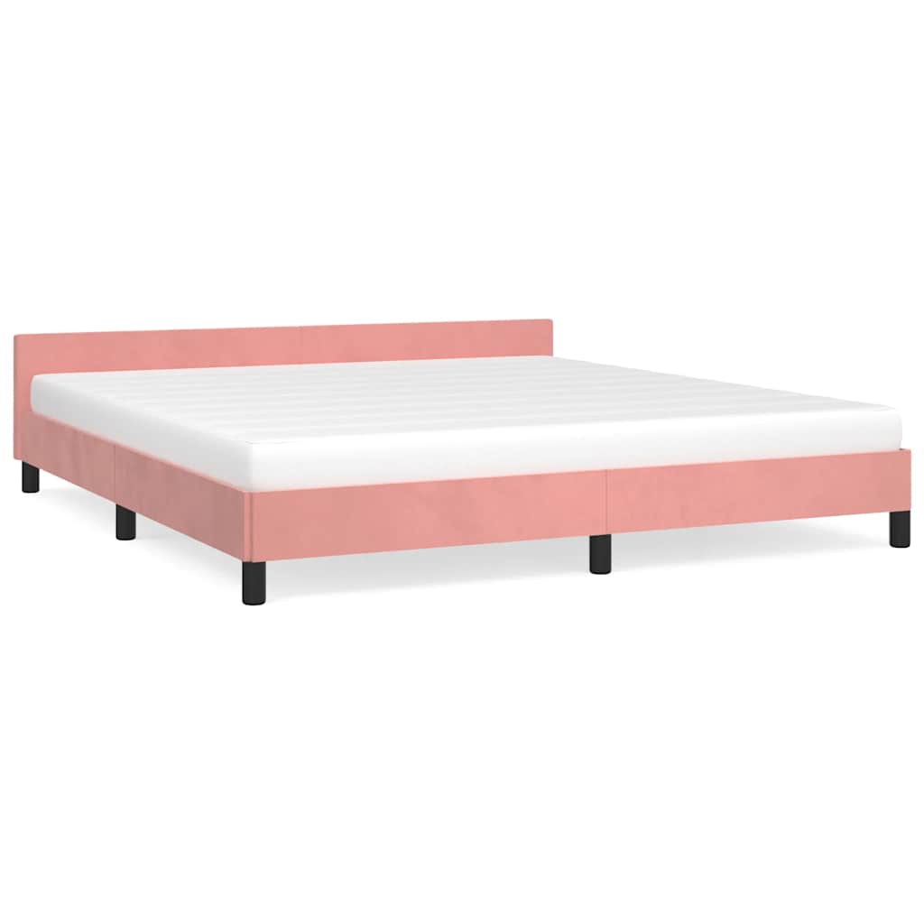 vidaXL Rama łóżka z zagłówkiem bez materaca różowa 160x200cm aksamitna