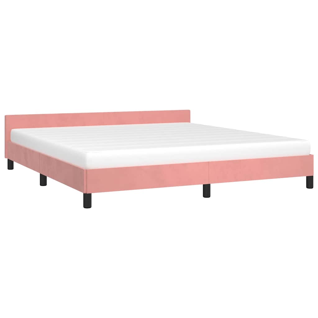 vidaXL Rama łóżka z zagłówkiem bez materaca różowa 160x200cm aksamitna