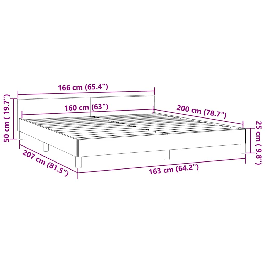 vidaXL Rama łóżka z zagłówkiem bez materaca różowa 160x200cm aksamitna
