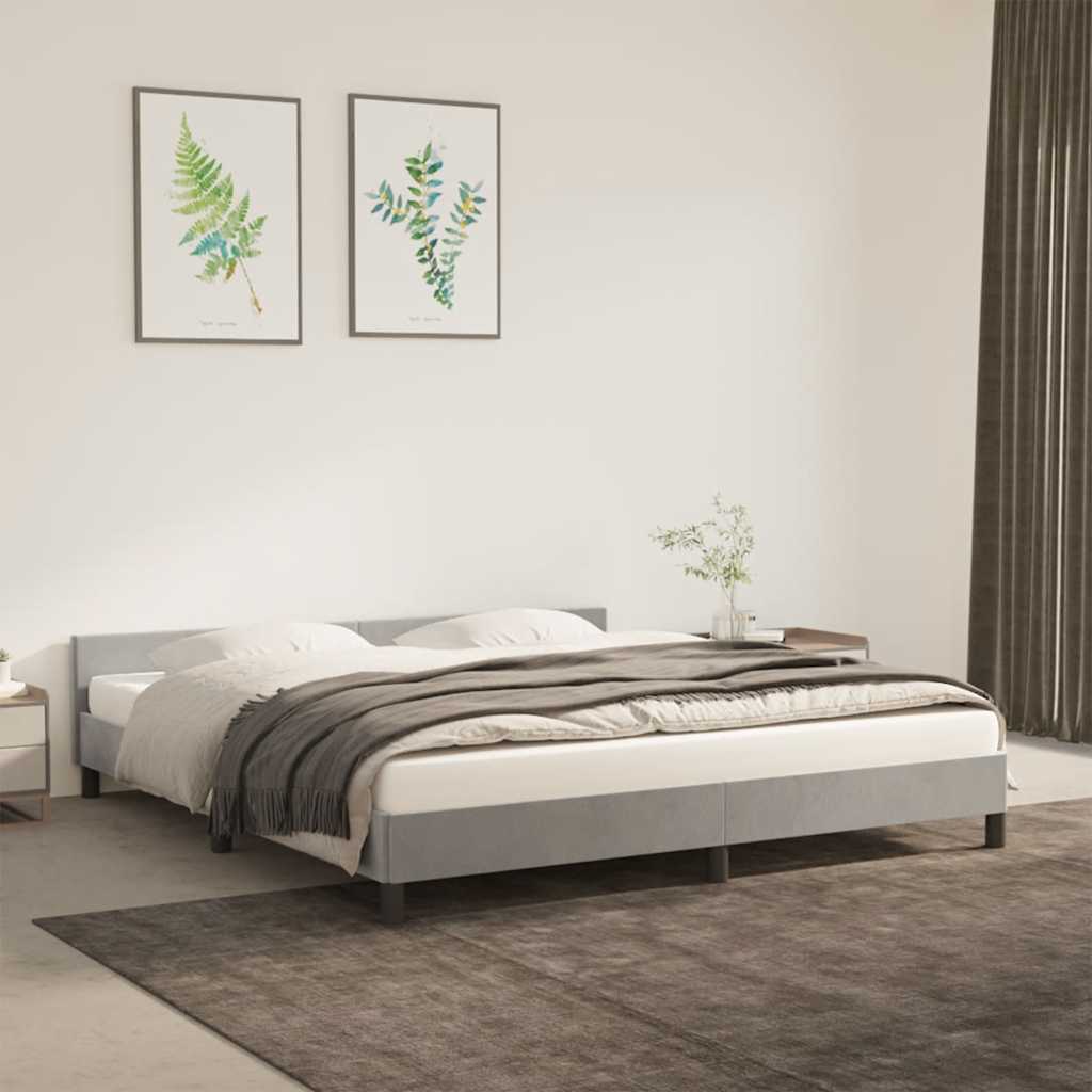 vidaXL Rama łóżka bez materaca, jasnoszara, 180x200 cm, aksamitna