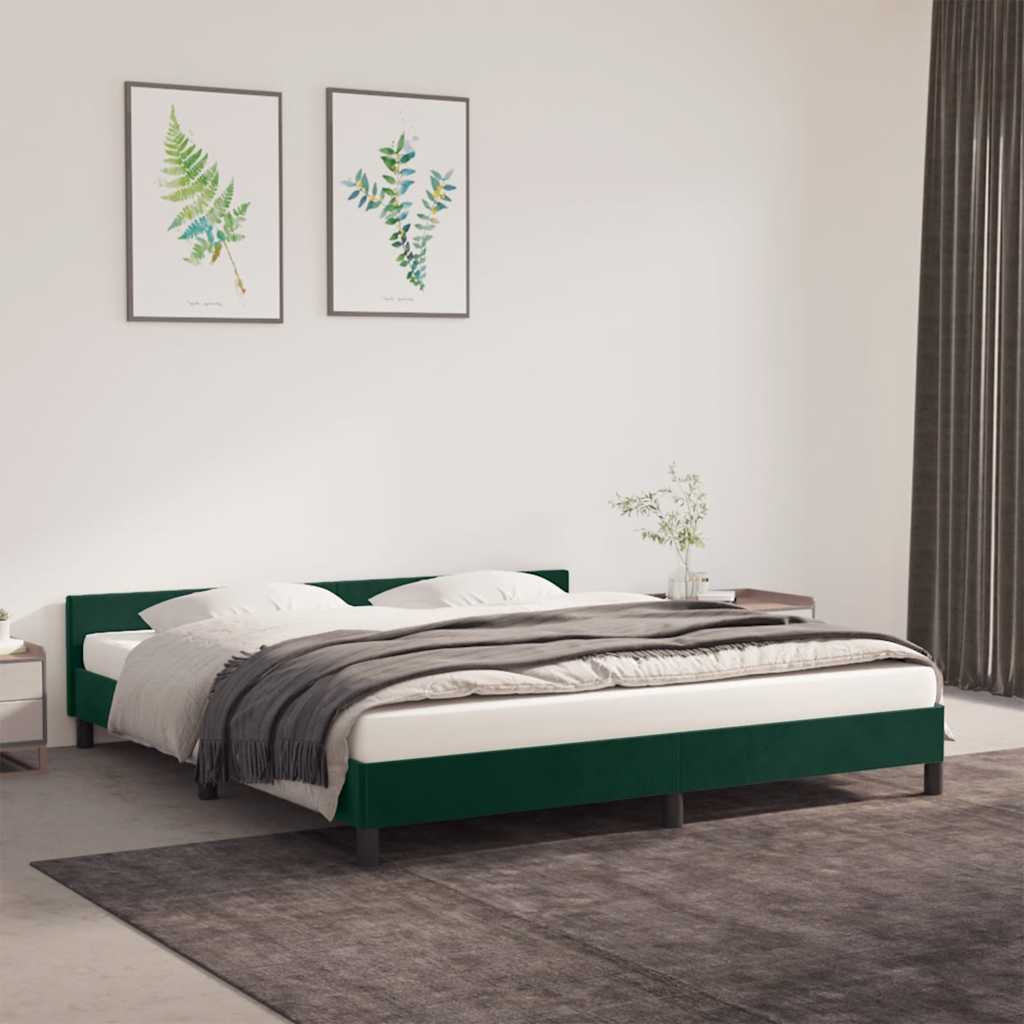 vidaXL Rama łóżka bez materaca, ciemnozielone, 180x200 cm, aksamit