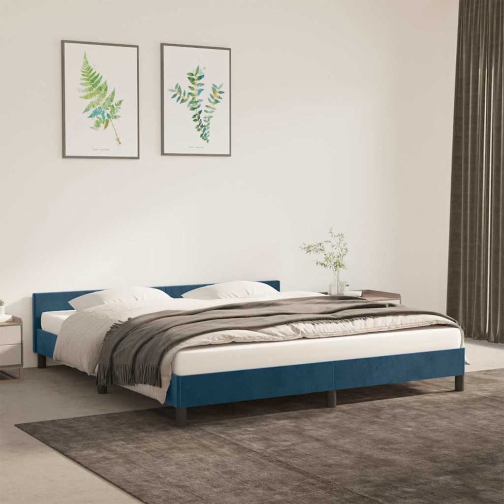 vidaXL Rama łóżka bez materaca, ciemnoniebieska, 180x200 cm, aksamitna