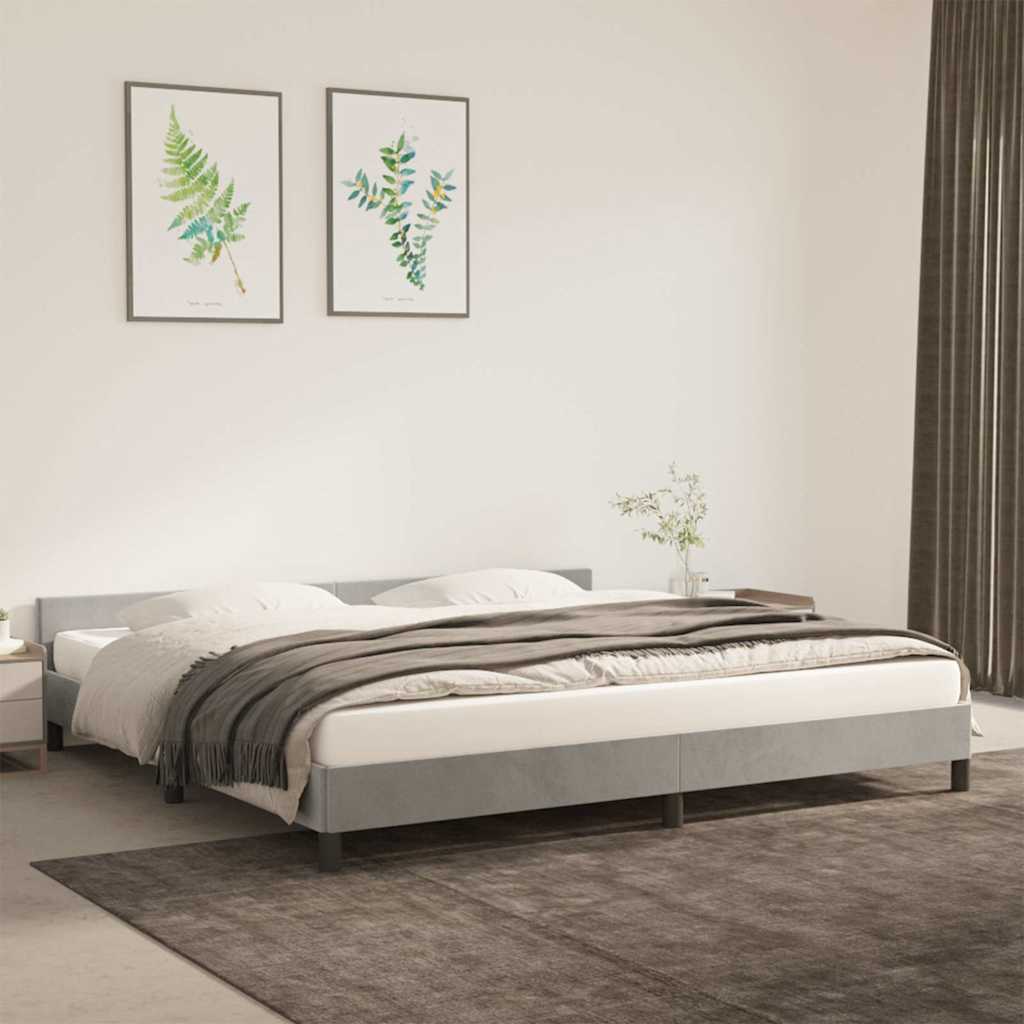 vidaXL Rama łóżka bez materaca, jasnoszara, 200x200 cm, aksamitna