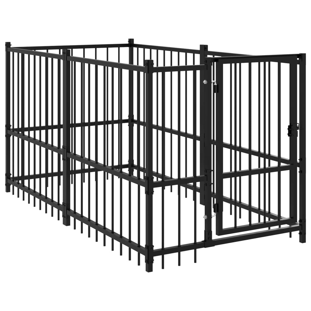 vidaXL Kojec dla psa, czarny, 193,5x97x100 cm, stalowy