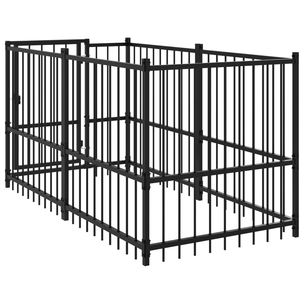 vidaXL Kojec dla psa, czarny, 193,5x97x100 cm, stalowy