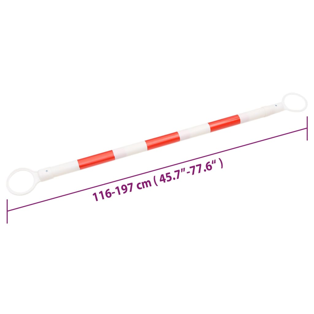 vidaXL Rozsuwane barierki na pachołki drogowe, 10 szt., ABS, 116-197cm