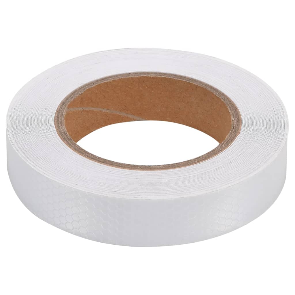 vidaXL Taśma odblaskowa, biały, 2,5 cm x 20 m, PVC