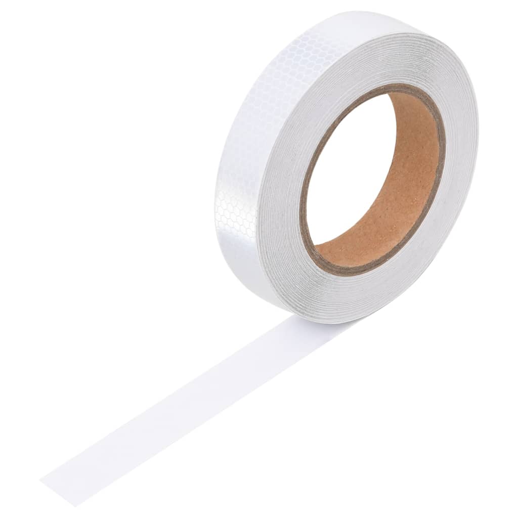 vidaXL Taśma odblaskowa, biały, 2,5 cm x 20 m, PVC