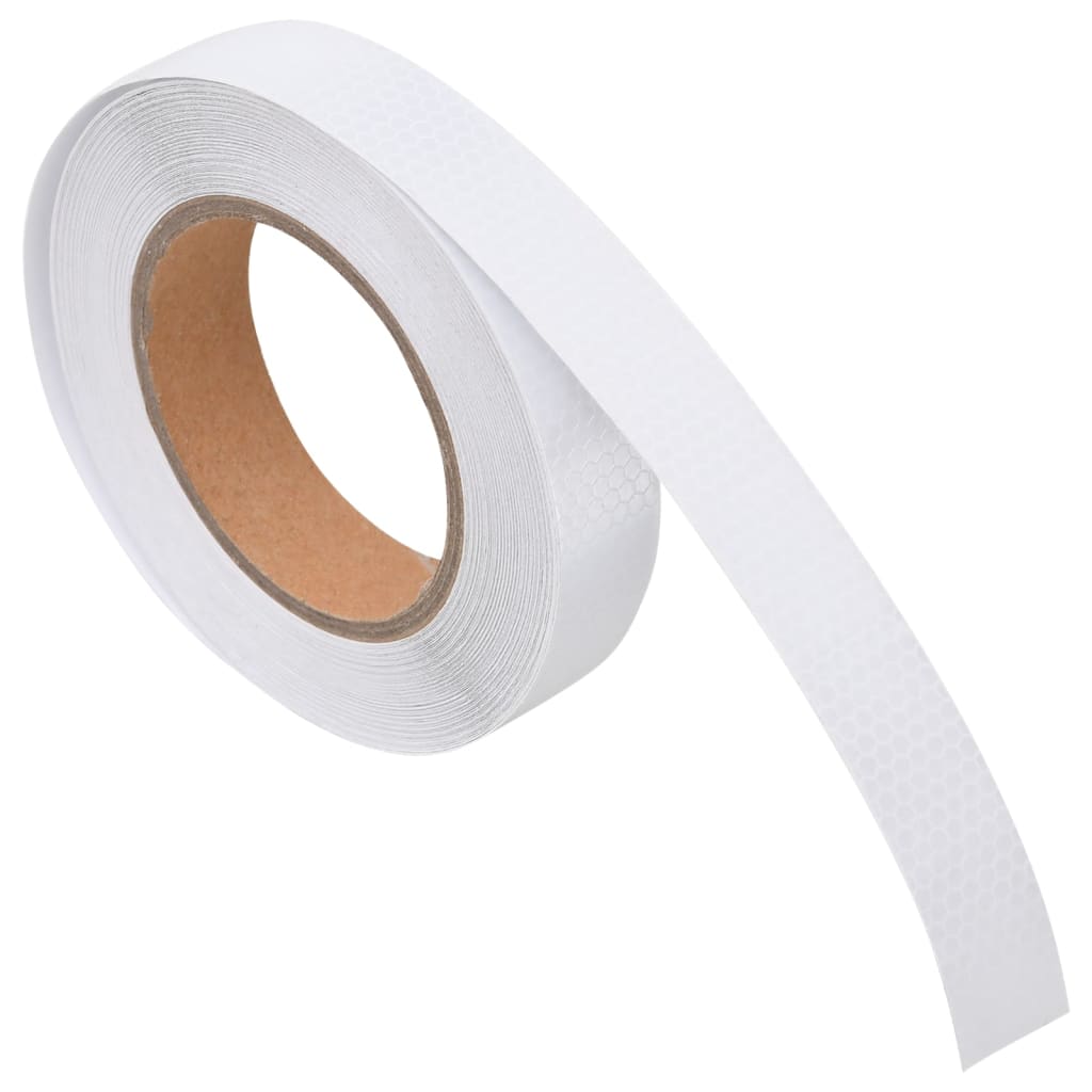 vidaXL Taśma odblaskowa, biały, 2,5 cm x 20 m, PVC