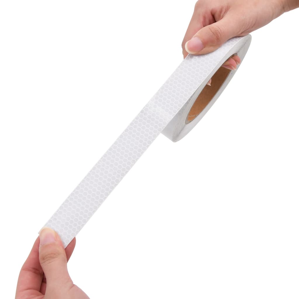 vidaXL Taśma odblaskowa, biały, 2,5 cm x 20 m, PVC