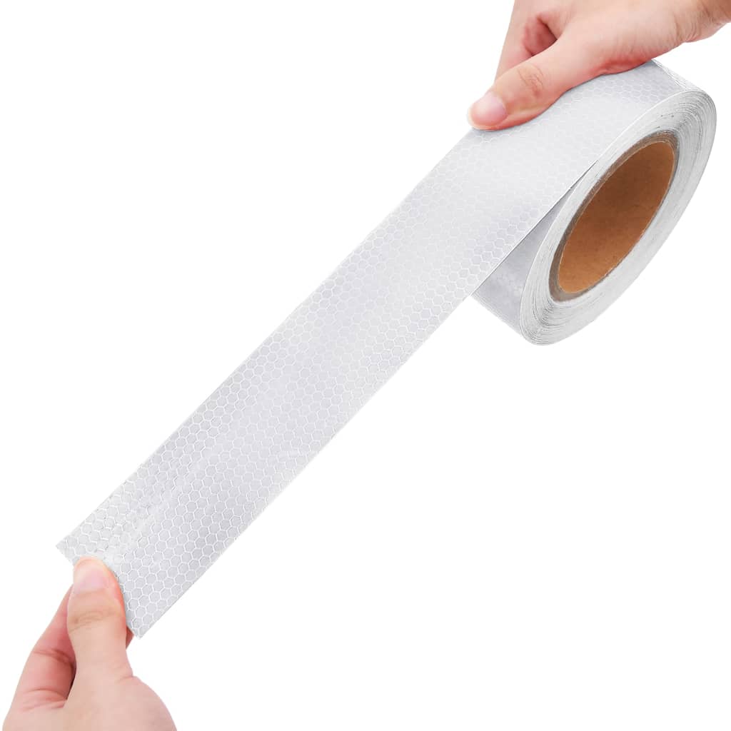 vidaXL Taśma odblaskowa, biały, 5 cm x 20 m, PVC