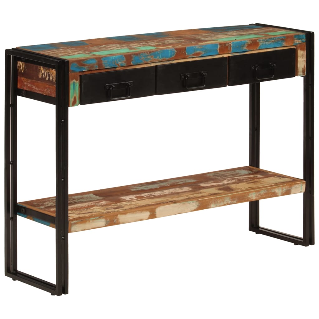 vidaXL Stolik konsolowy, 110x30x76 cm, lite drewno z odzysku