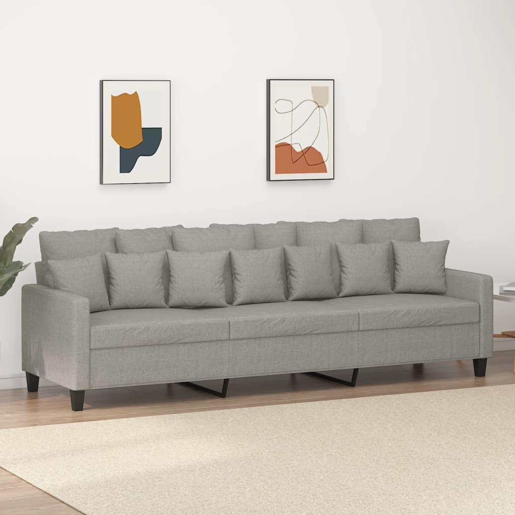 vidaXL Sofa 3-osobowa, jasnoszara, 210 cm, tapicerowana tkaniną