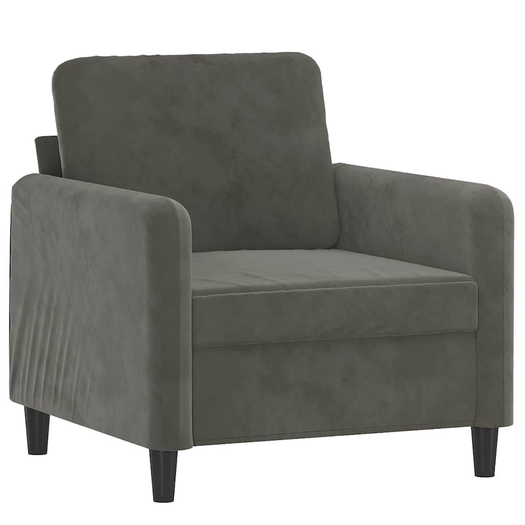vidaXL Fotel, ciemnoszary, 60 cm, obity aksamitem