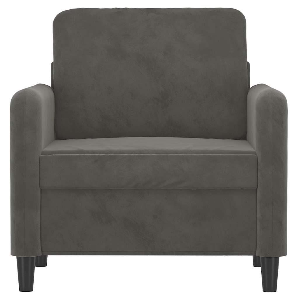 vidaXL Fotel, ciemnoszary, 60 cm, obity aksamitem