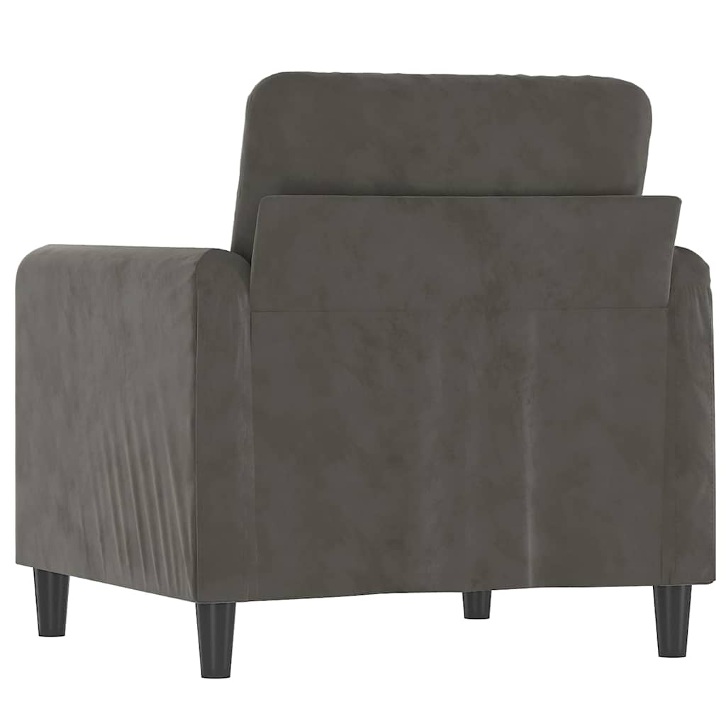 vidaXL Fotel, ciemnoszary, 60 cm, obity aksamitem