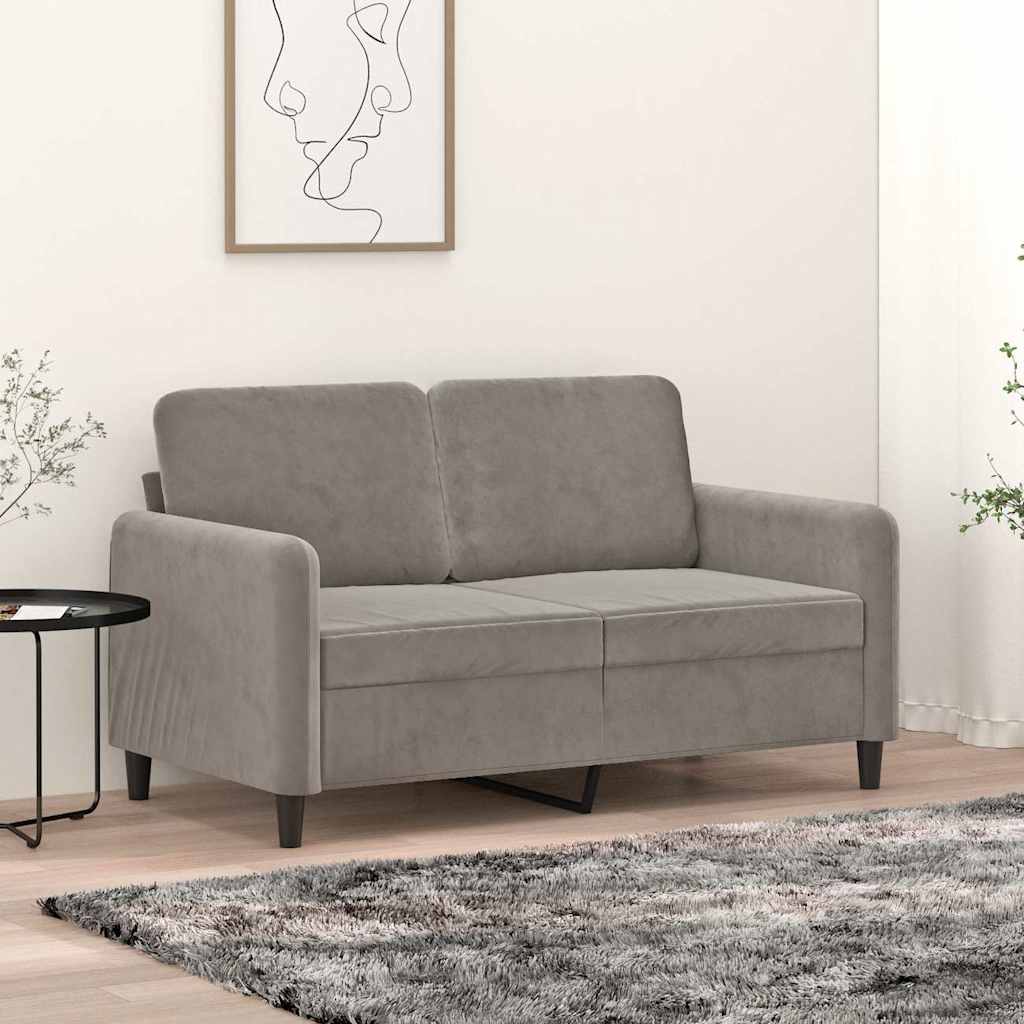vidaXL Sofa 2-osobowa, jasnoszara, 120 cm, tapicerowana aksamitem
