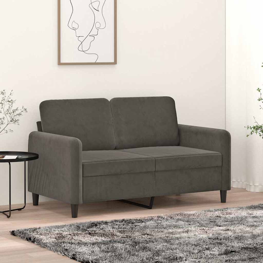 vidaXL Sofa 2-osobowa, ciemnoszary, 120 cm, tapicerowana aksamitem