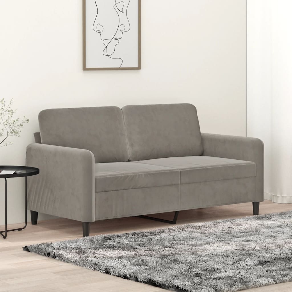 vidaXL Sofa 2-osobowa, jasnoszara, 140 cm, tapicerowana aksamitem