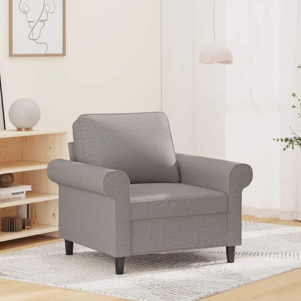 vidaXL Fotel, jasnoszary, 60 cm, obity tkaniną