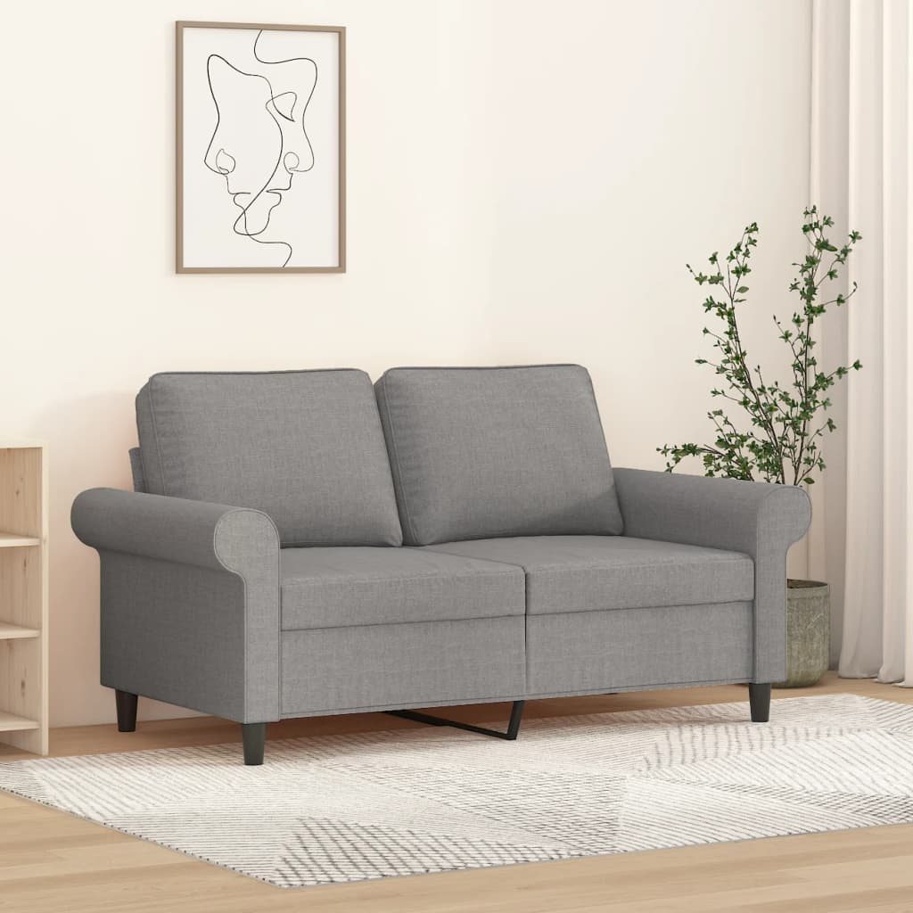 vidaXL Sofa 2-osobowa, jasnoszara, 120 cm, tapicerowana tkaniną