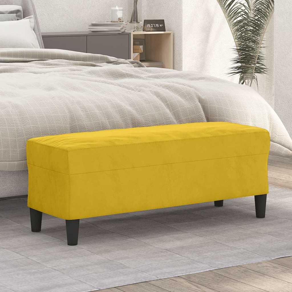 vidaXL Ławka, żółty, 100x35x41 cm, tapicerowana aksamitem