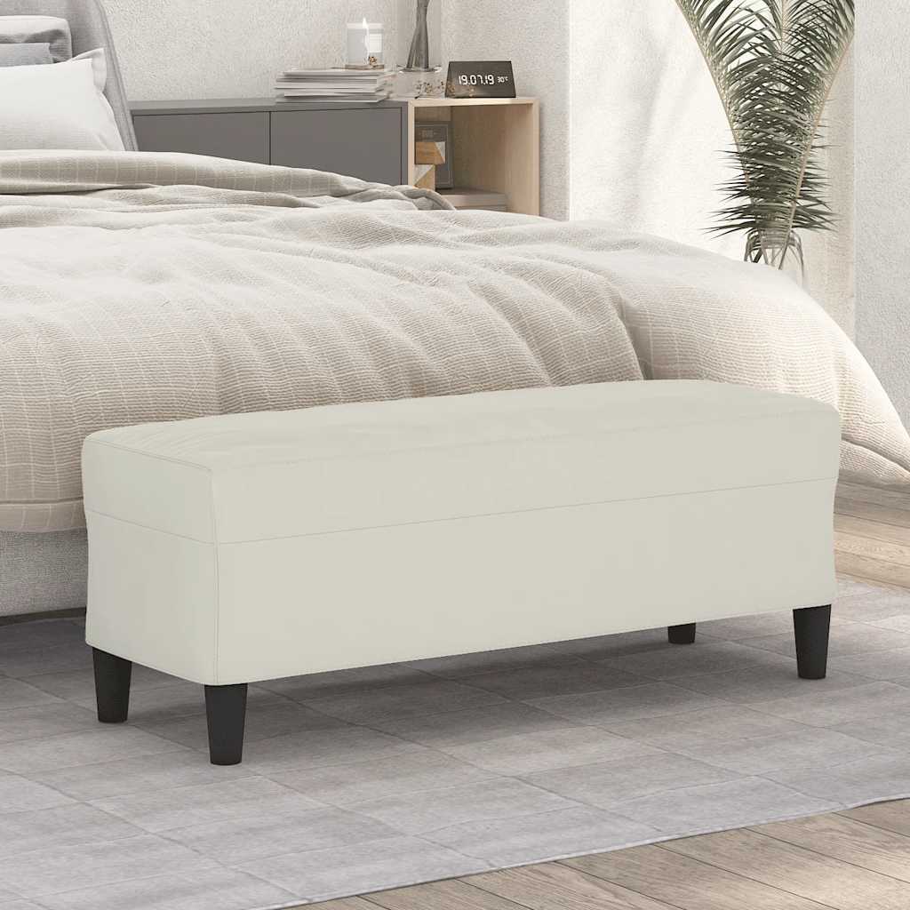 vidaXL Ławka, kremowa, 100x35x41 cm, tapicerowana aksamitem