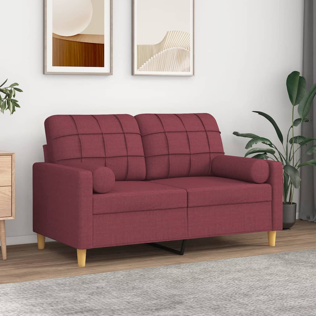 vidaXL Poduszki ozdobne, 2 szt., winna czerwień, Ø15x50 cm, tkanina