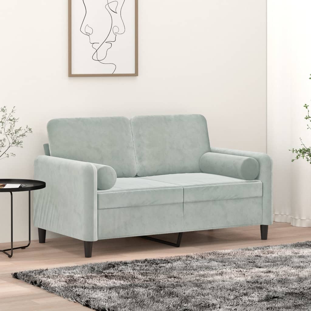vidaXL Poduszki ozdobne, 2 szt., jasnoszare, Ø15x50 cm, aksamit