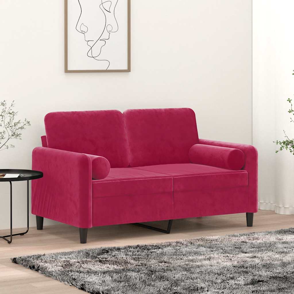 vidaXL Poduszki ozdobne, 2 szt., czerwień winna, Ø15x50 cm, aksamit