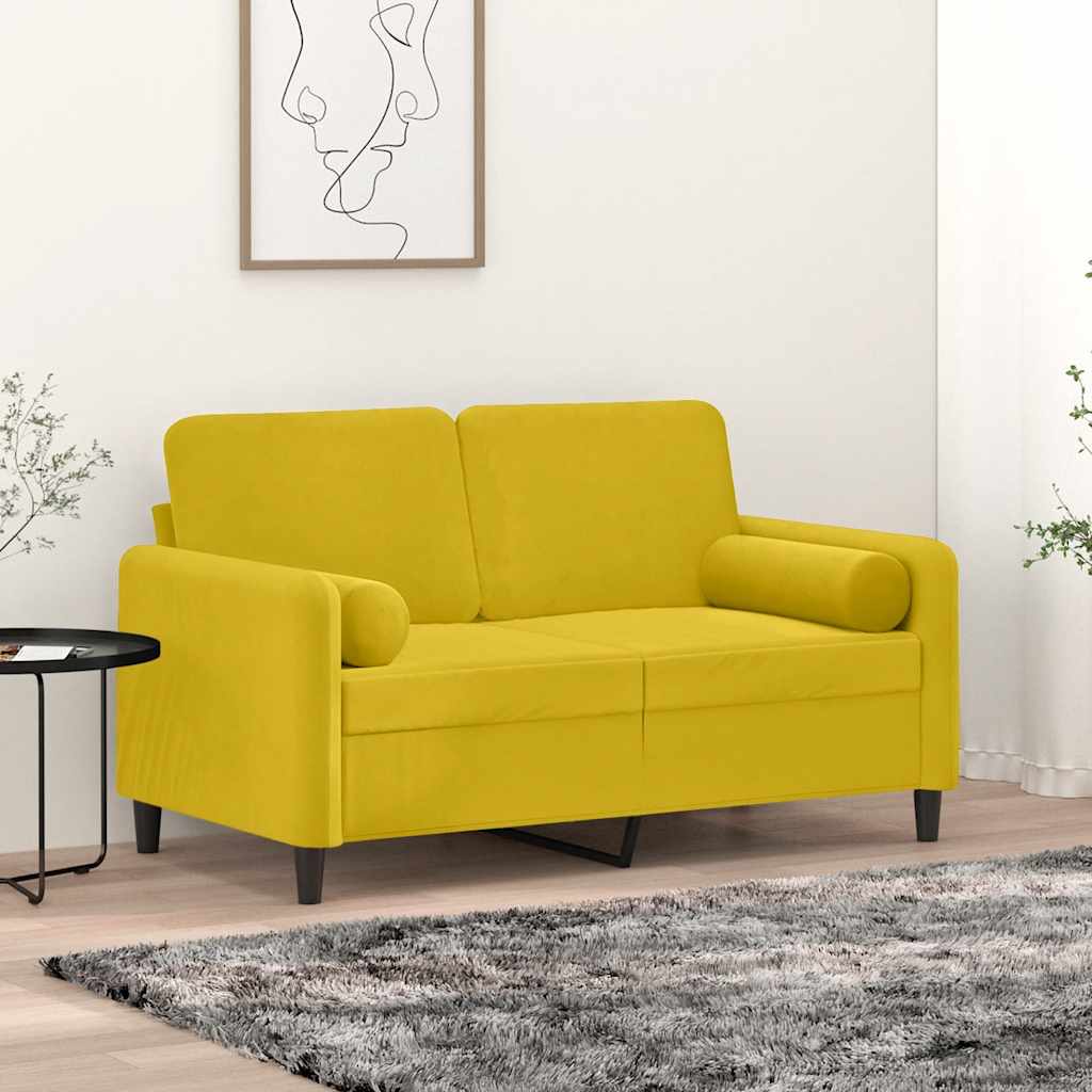 vidaXL Poduszki ozdobne, 2 szt., żółty, Ø15x50 cm, aksamit