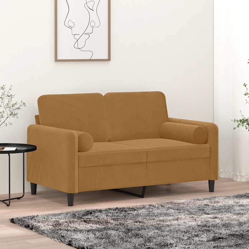 vidaXL Poduszki ozdobne, 2 szt., brązowe, Ø15x50 cm, aksamit