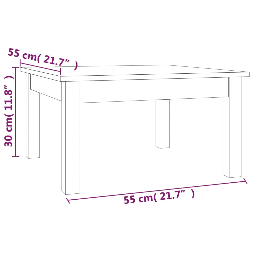 vidaXL Stolik kawowy, 55x55x30 cm, lite drewno sosnowe