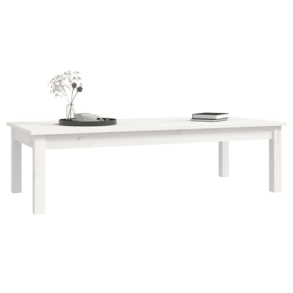 vidaXL Stolik kawowy, biały, 110x50x30 cm, lite drewno sosnowe