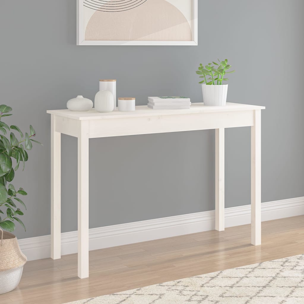 vidaXL Stolik konsolowy, biały, 110x40x75 cm, lite drewno sosnowe